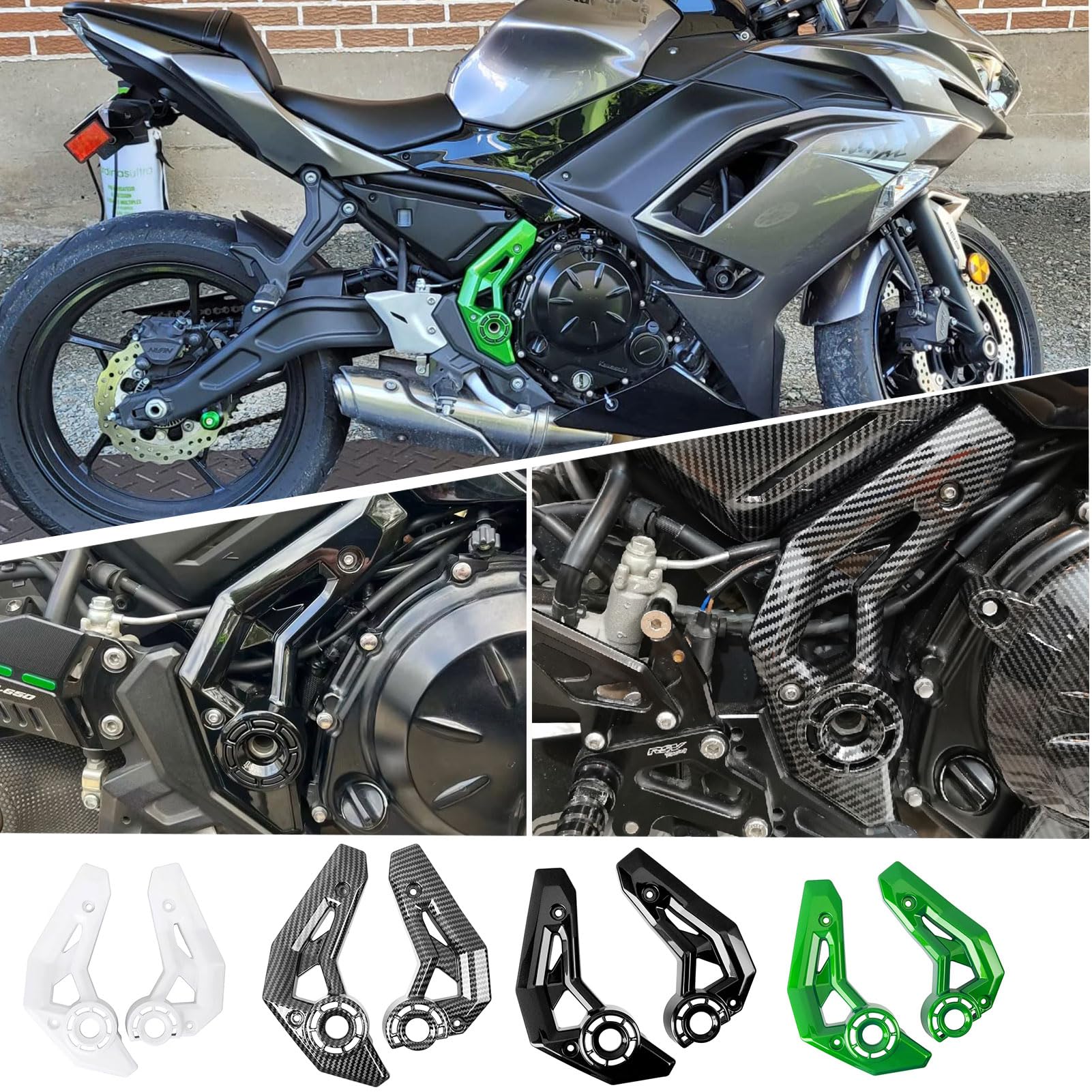 Midimttop Rahmen Seite Abdeckung Gugel Panel Blenden Verkleidung Schutz Protector passend für Ka&wa&sa&ki Ninja 650 Z-650 NINJA650 Z650 2017-2024 Motorrad zubehör (Schwarz matt) von Midimttop
