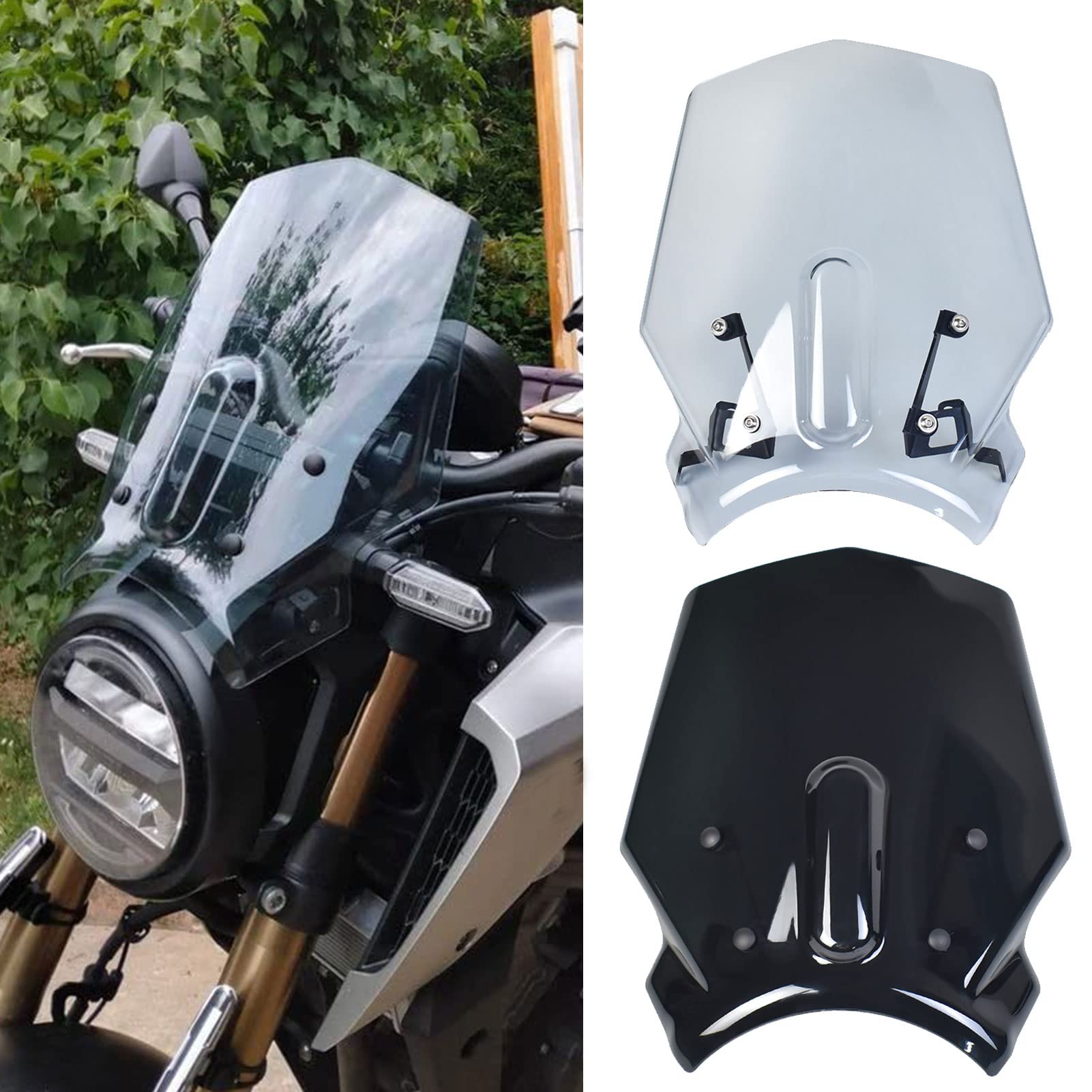 Midimttop Motorrad für CB125R CB300R CB 125R CB 300R 2020 2021 2022 2023 Doppel Blase Windschutz Scheibe Windschutz Scheibe Windabweiser Visier Motorrad zubehör (Leichter Rauch) von Midimttop