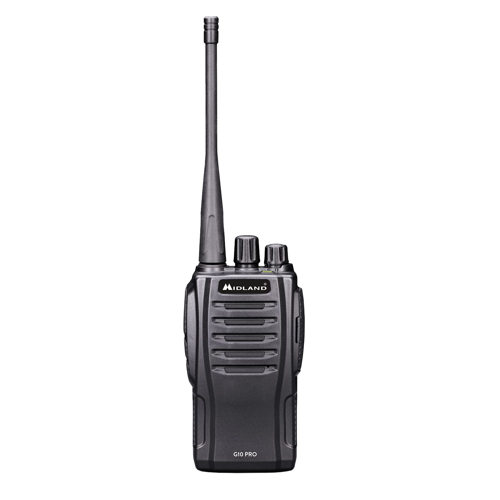 Midland G10 PRO Wiederaufladbares Walkie-Talkie, Professionelles Funkgerät mit 32 PMR446 Kanälen, 50 CTCSS Tönen, 116 DCS Codes, Li-Ion 1200mah Batterie, Schwarz von Midland