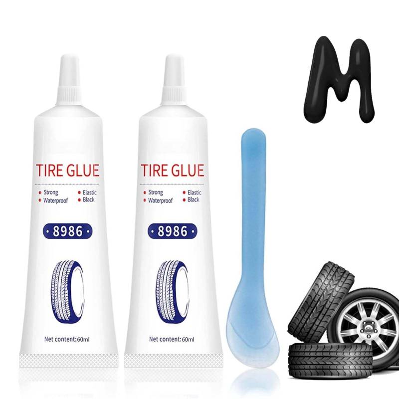 Miioto Gummikleber, Reifenreparatur Kleber, Kleber für Reifen, Reifendichtmittel Reifenkleber für Auto Motorrad Fahrrad, Repariert Schnell Reifenrisse, Löcher-120ml von Miioto