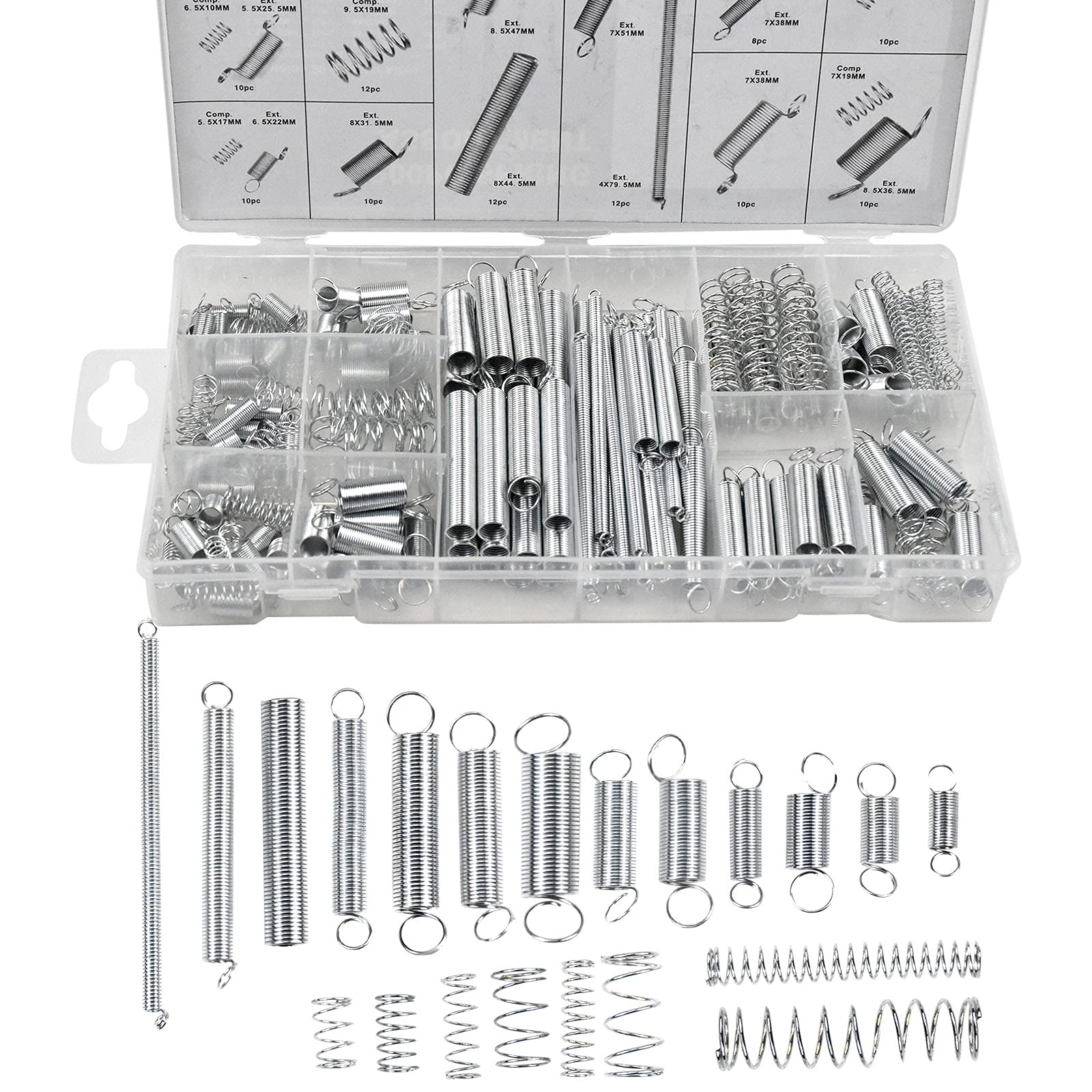 200Stück Spiralfeder Zugfedern Druckfeder Stahlfeder, Feder Sortiment Set, Federn Sortiment Zugfedern, Druckfedern aus Verzinkte Federstahl Feder, Schwingfeder, Diverse Größen im Set in Praktischer 200Stück Spiralfeder Zugfedern Druckfeder Stahlfeder, Feder Sortiment Set, Federn Sortiment Zugfedern, Druckfedern aus Verzinkte Federstahl Feder, Schwingfeder, Diverse Größen im Set in Praktischer von Mikihat