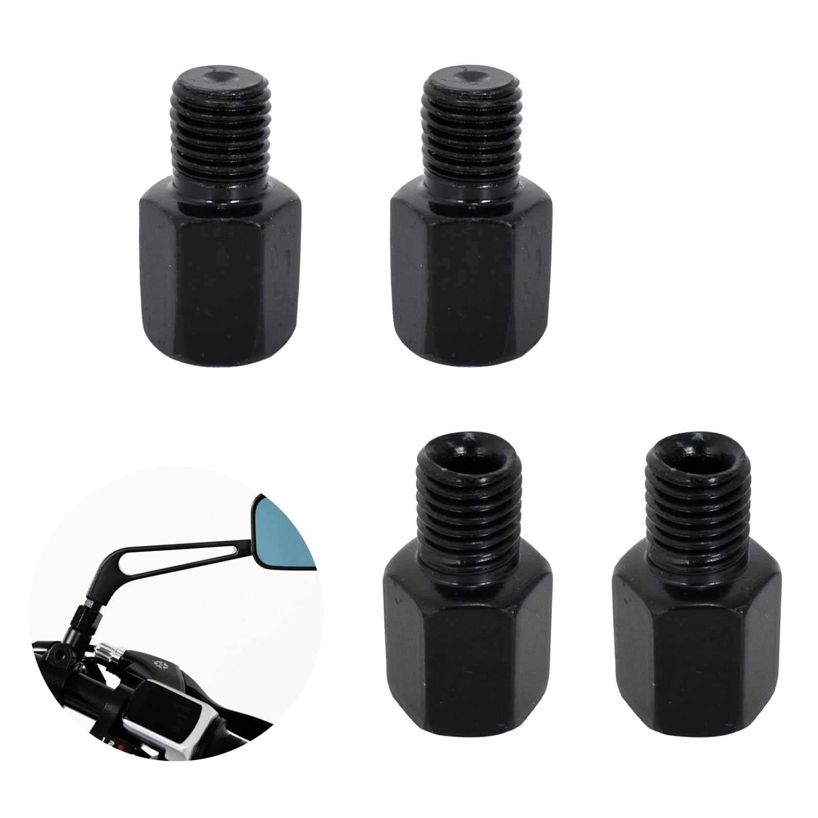 4 Stück Motorroller Spiegel Adapter, Motorrad Spiegeladapter M10 Rechts auf M10 Links/Rechts, Adapter M10 Rechtsgewinde auf M10 Linksgewinde/Rechtsgewinde 4 Stück Motorroller Spiegel Adapter, Motorrad Spiegeladapter M10 Rechts auf M10 Links/Rechts, Adapter M10 Rechtsgewinde auf M10 Linksgewinde/Rechtsgewinde von Mikihat