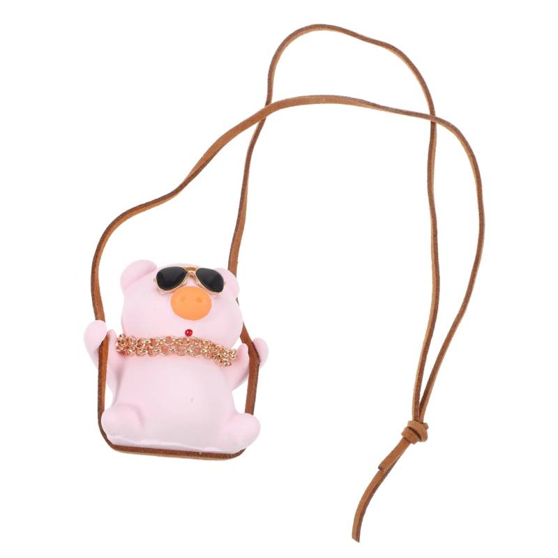 Mikinona Auto Zubehör Hoch Accessoires Süß Rückseite Schweinchen Klein Dekoration Schweineauto Hängende Verzierung Sicht Innere Autoschwein Hängt Auto-armaturenbrett-ornament Rosa Gips von Mikinona