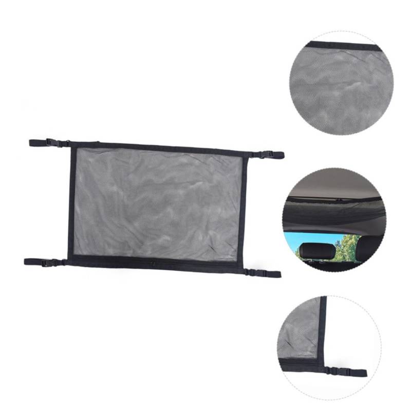 Mikinona Autodach Aufbewahrungstasche Aufbewahrungsnetz Organizer Autodach Netztasche Auto Hängetasche Netzkettentasche Auto Innendachnetz Schwarzes Polyester von Mikinona