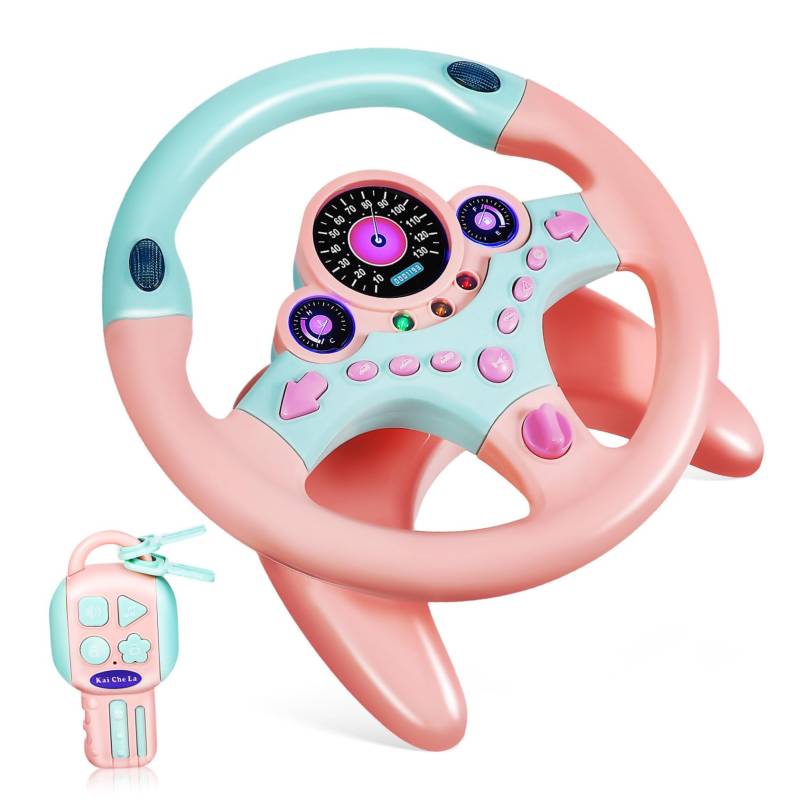 Mikinona Leichtes Kinderlenkrad Stabiles Baby-lenkrad Simulationsspielzeug Lichter Soundeffekte Rotierendes Rad Für Kleinkinder von Mikinona