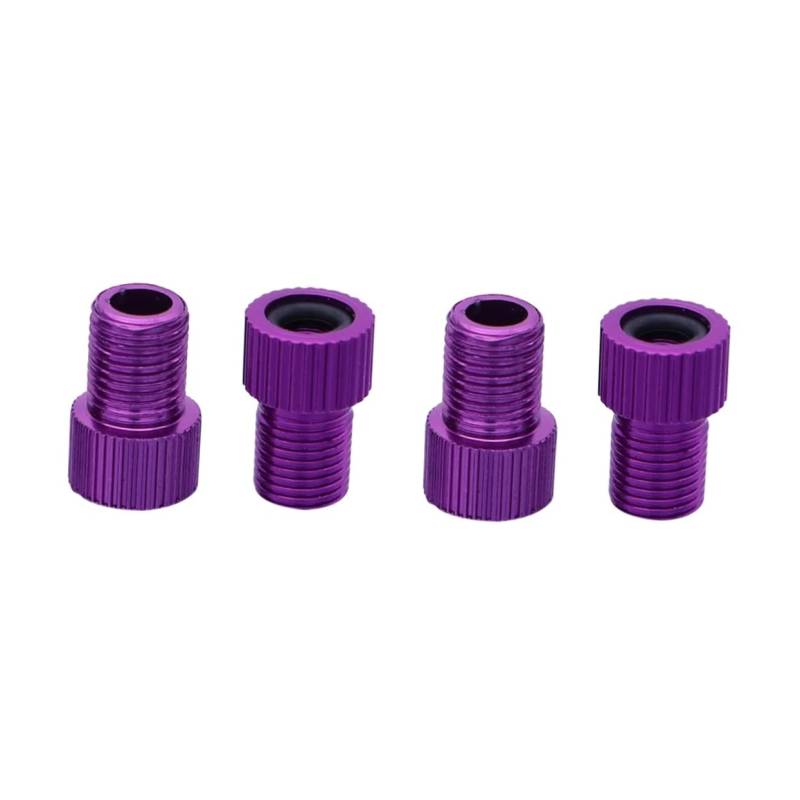 Milisten 4 Stück Fahrradpumpenadapter Fahrradventiladapter Aluminium Fahrradreifenpumpenadapter Luftpumpe für das Fahrrad Luftaufblasadapter Kompressor Adapter Violett von Milisten