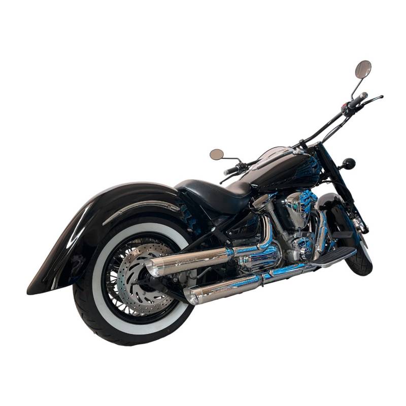 Miller Exhaust Auspuff 2-2 SlashCut poliert für Yamaha XV 1600 Wild Star von Miller Exhaust