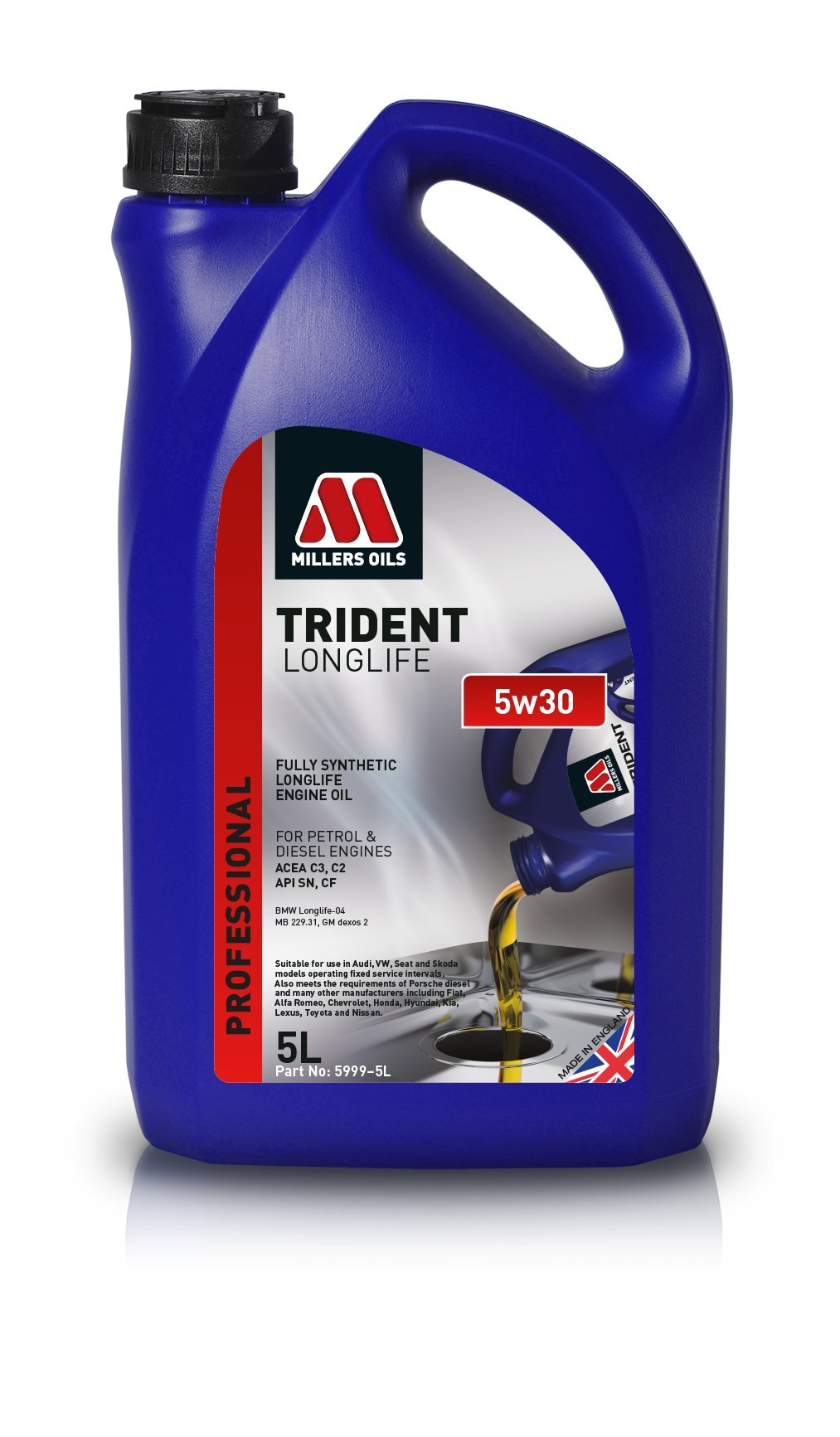 Millers Oils – Trident Longlife 5 W30 Voll Synthetisches Motoröl, 5 Liter Millers Oils – Trident Longlife 5 W30 Voll Synthetisches Motoröl, 5 Liter von Millers Oils