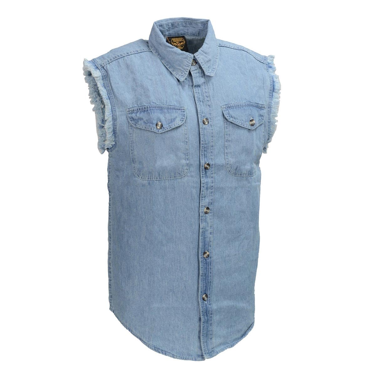 Milwaukee Leather DM1001 Herren-Jeanshemd, leicht, mit ausgefranstem Schnitt, ärmellos, blau, Größe L Milwaukee Leather DM1001 Herren-Jeanshemd, leicht, mit ausgefranstem Schnitt, ärmellos, blau, Größe L von Milwaukee Leather