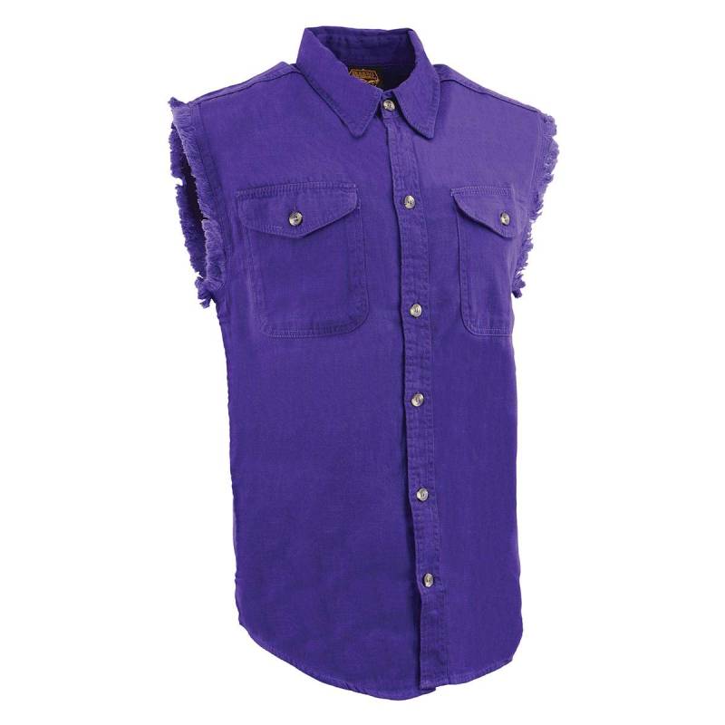 Milwaukee Leather Herren Line Denim ärmellose Hemden (lila, X-Large) von Milwaukee Leather