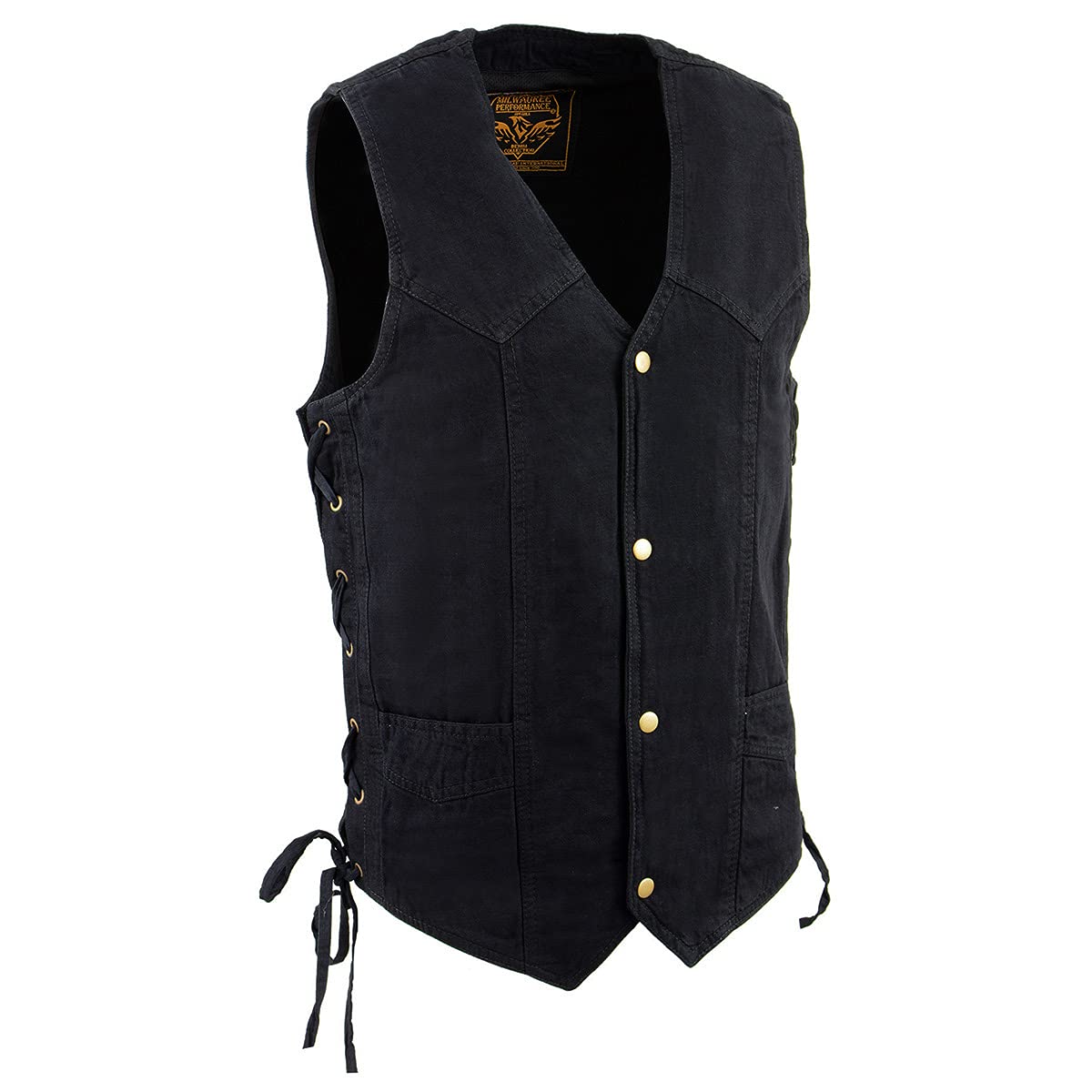 Milwaukee Performance DM1315 Basic Denim Weste mit seitlicher Spitze (Schwarz, Größe XL) von Milwaukee Leather
