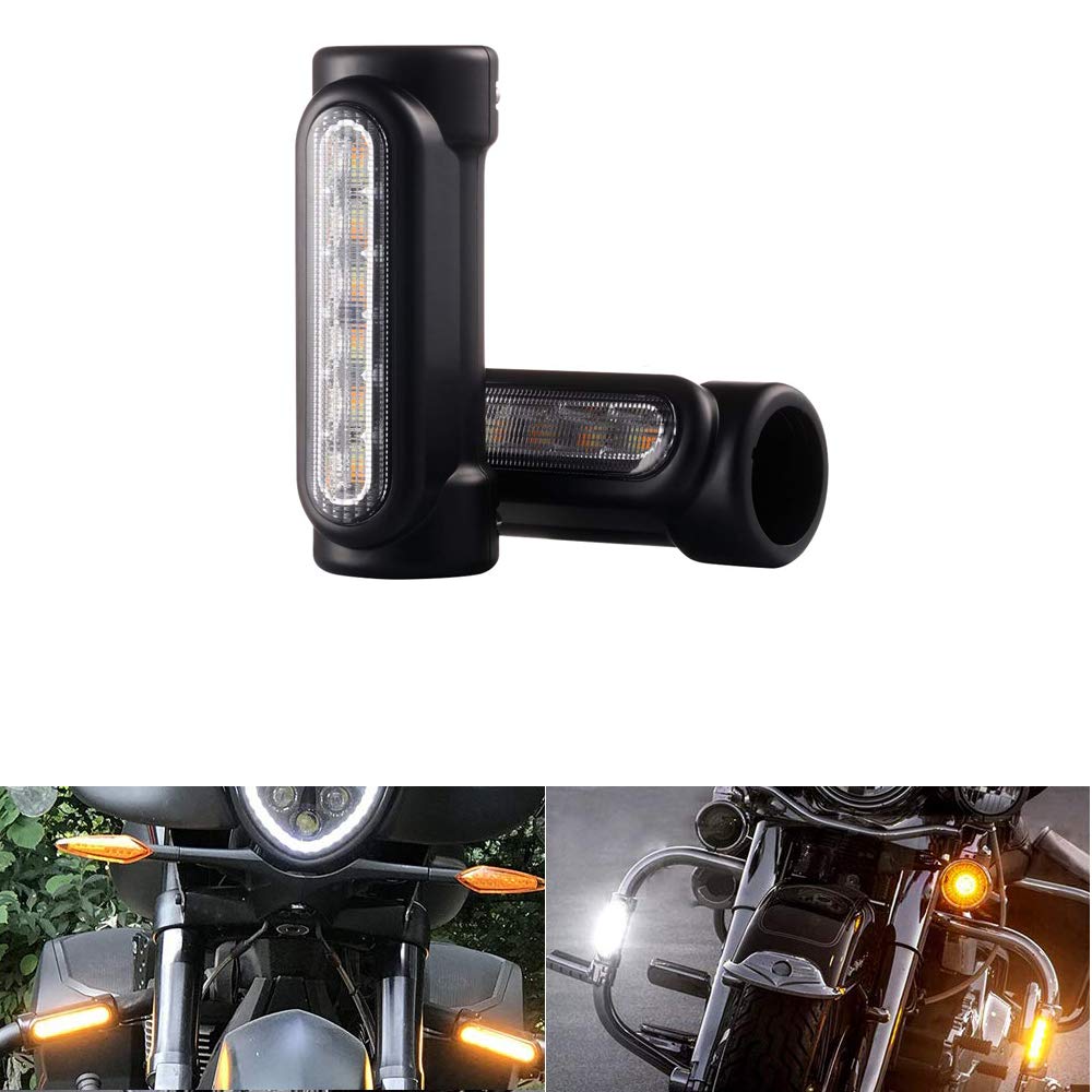 2 Stück Highway Bar Lights Switchback LED Fahrlicht mit Bernstein Blinker für Motorrad von Miners2000