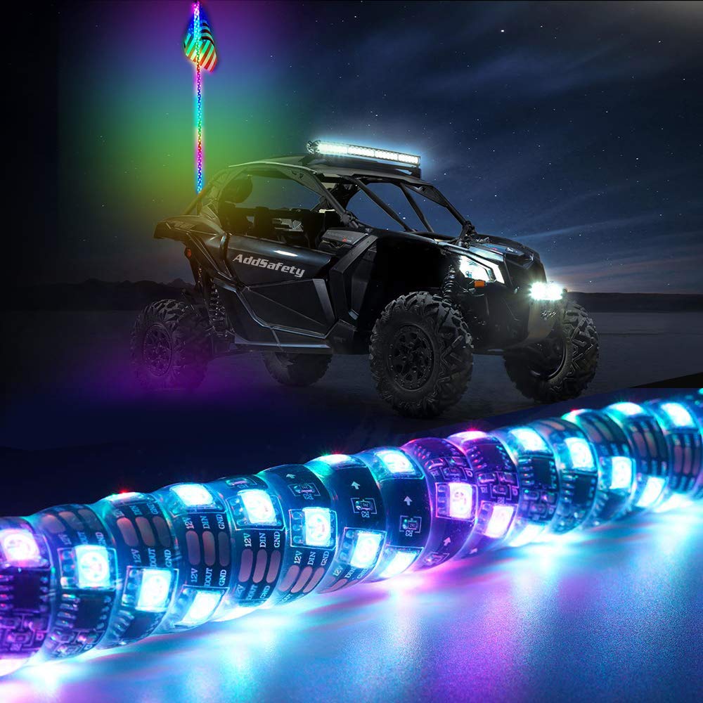 3FT Multicolor Spiral LED Peitsche Licht für Geländewagen ATV UTV RZR Trucks von Miners2000