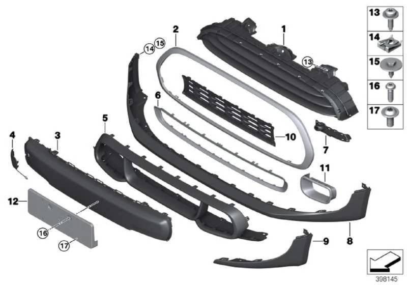MINI Blende Stossfänger vorne schwarz glänzend F55/F56/F57 von MINI