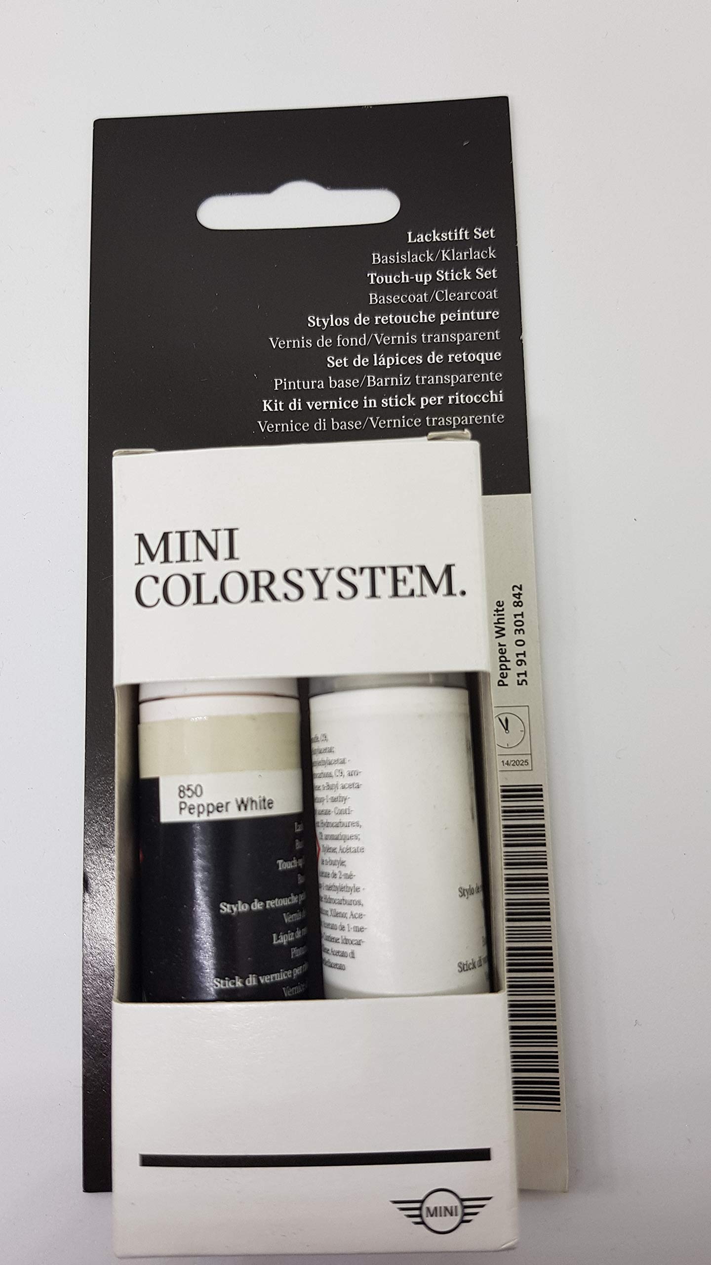 Mini Original-Lackstift-Set, 2 x 12 ml Pfeffer-weiß, Code 850 51910301842 von MINI