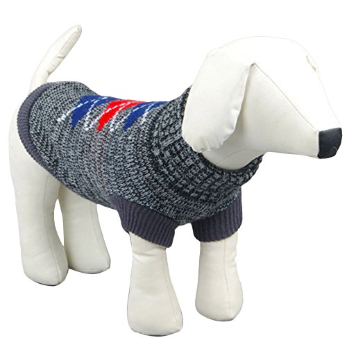Minkoll Haustier-Winter-Kleidung, Hundewelpen-super nette warme Strickjacke-Kleider-Strickwaren, graues Gitter -S von Minkoll