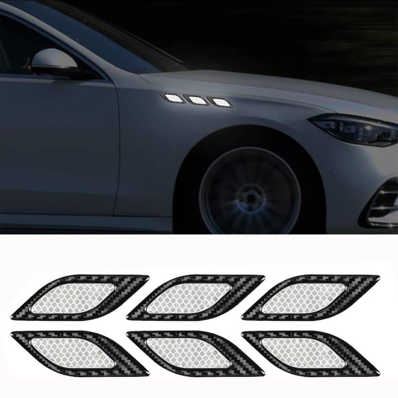 6 Stück Reflektierende Aufkleber für Kotflügel,Reflektierender Warnaufkleber,Reflektierender Antikollisionsstreifen,Reflektierende Aufkleber für die Autoseite,Schutzaufkleber für die Motorhaube(Weiß) von Minsezhi