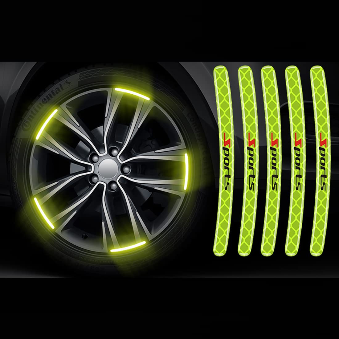 Auto-Felgen-Aufkleber,Auto Motorrad Fahrrad Nacht reflektierende Sicherheitsdekoration Streifen,universelle reflektierende Aufkleber für Radnaben(20 Stück Grüner Sport) von Minsezhi