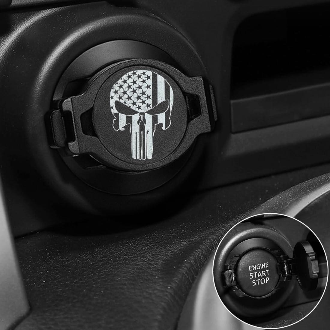Auto Motor Push-to-Start-Zubehör,Push-Start-Knopf-Abdeckung,Auto-Zündknopf-Abdeckung,Auto-Motor-Start-Stopp-Knopf-Abdeckung dekorativ,Flip-Top-Design,Geeignet für Verschiedene Modelle(Schwarz) von Minsezhi