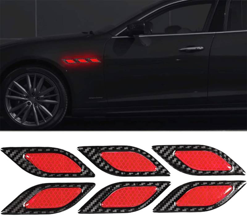Minsezhi 6 Stück Reflektierende Aufkleber für Kotflügel, Reflektierender Warnaufkleber, Rot, Kunststoff, Sportlich, Autosticker, Aufkleber von Minsezhi
