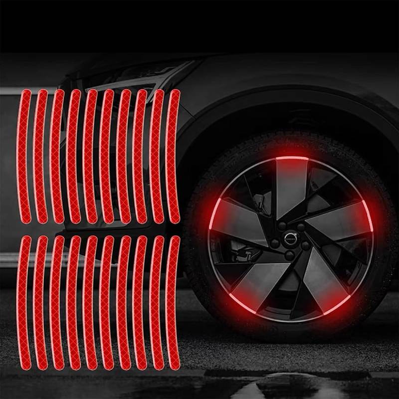 Reflektierender Aufkleber für Auto-Radnabe,Reflektierender Radfelgen-Streifen-Aufkleber,Nacht-Sicherheitswarnung Auto-Aufkleber,kratzfeste reflektierende Aufkleber,Auto-Motorrad-Rad-Sicherheit dekorativ (Rot) von Minsezhi