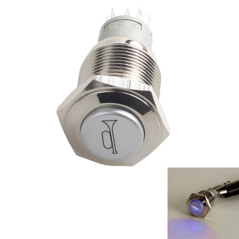 Mintice™ 19mm KFZ Kippschalter Wippschalter Druckschalter Schalter Drucktaster 12V Blau LED Licht Metall Lautsprecher Horn von Mintice