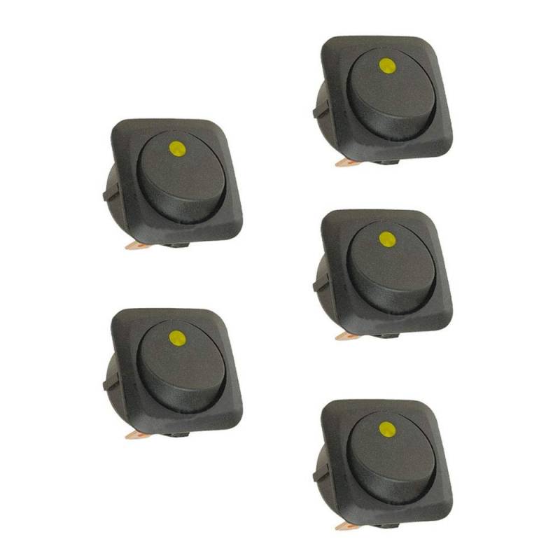 Mintice™ 5 Stück 12V 25A KFZ Schalter EIN/AUS Wippenschalter LED Beleuchtet Schalter Gelbe 25mm von Mintice