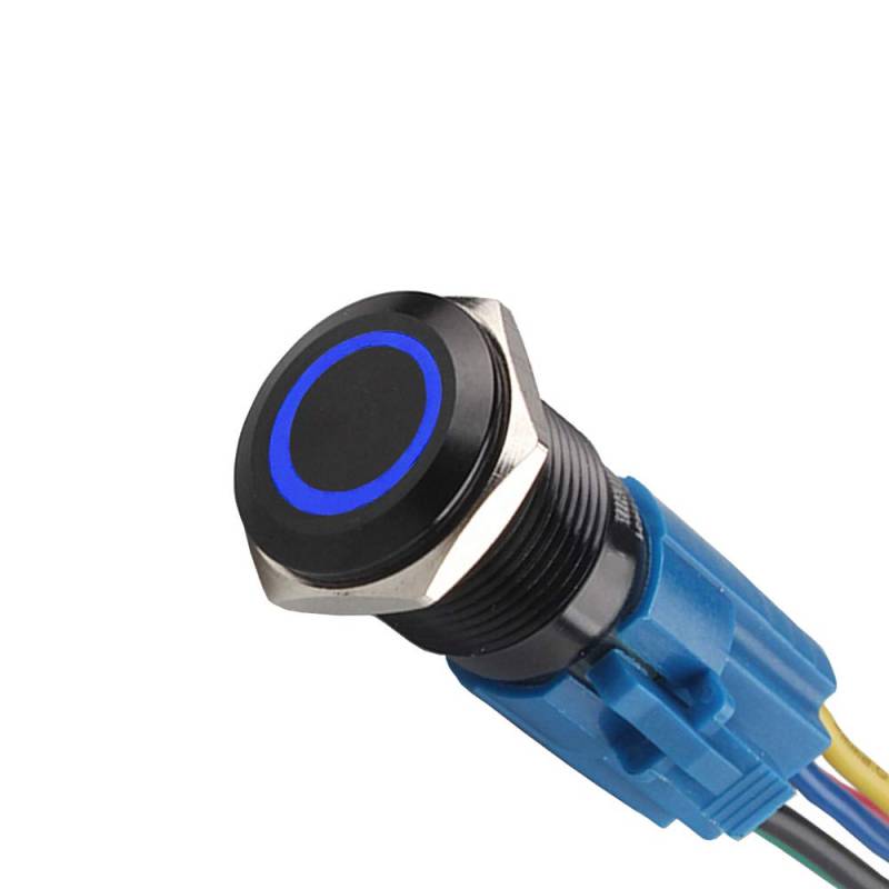 Mintice Schwarz Shell Engel Auge KFZ Kippschalter Druckschalter Schalter Drucktaster Druckknopf 16mm 12V Blau Licht Steckdose Stecker von Mintice
