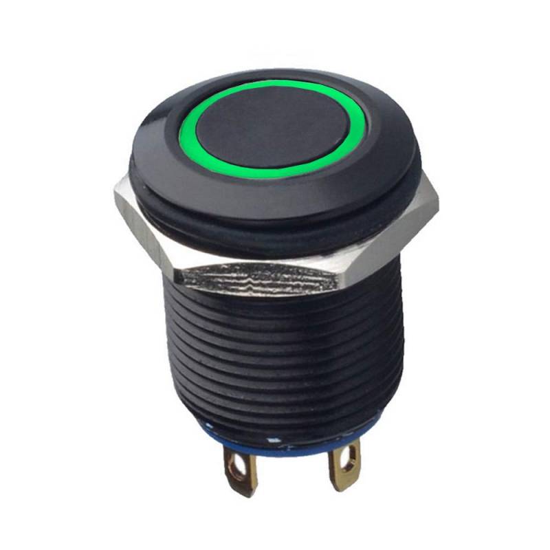 Mintice™ schwarz Kfz 12mm Grün LED Licht 2A momentaner Druckknopf wasserdicht Kippschalter Metall Schalter von Mintice