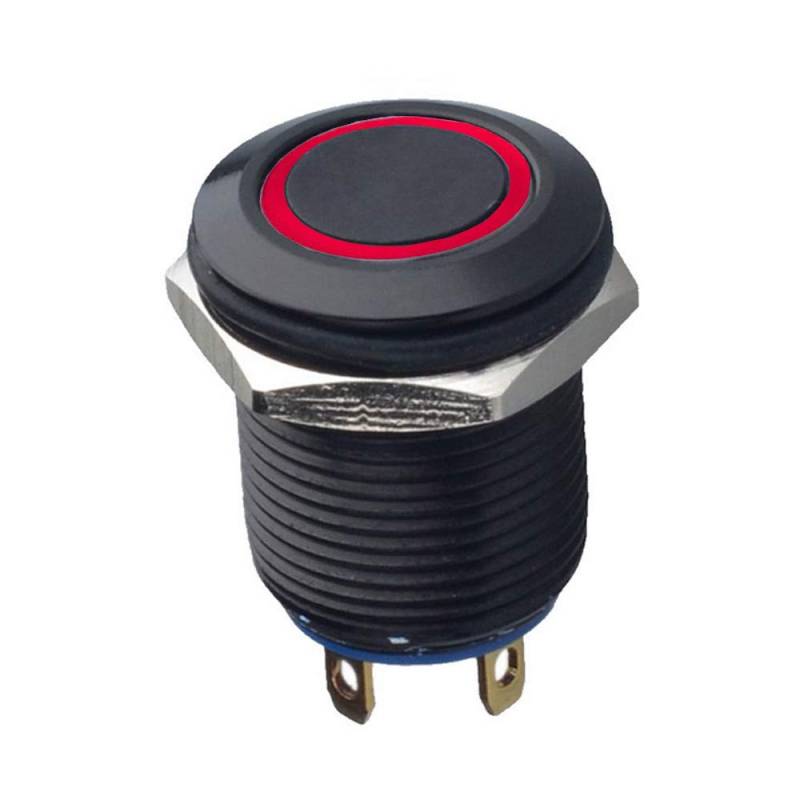 Mintice™ schwarz Kfz 12mm Rot LED Licht 2A momentaner Druckknopf wasserdicht Kippschalter Metall Schalter von Mintice
