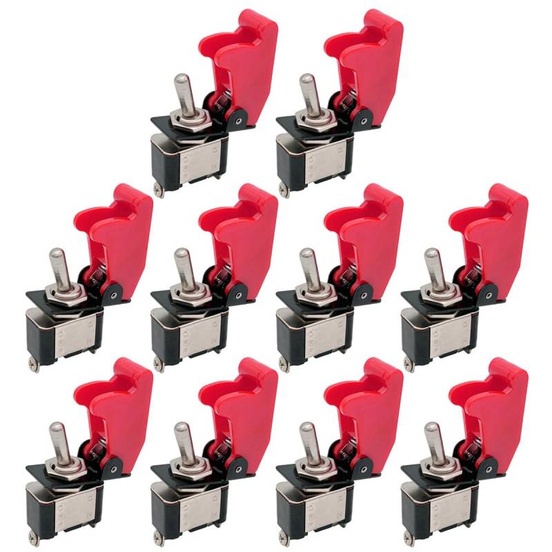 Mintice 10 X KFZ Rote Kippschalter Schalter Wippschalter 12V 250V DC LED SPST 2-Polig Metall von Mintice