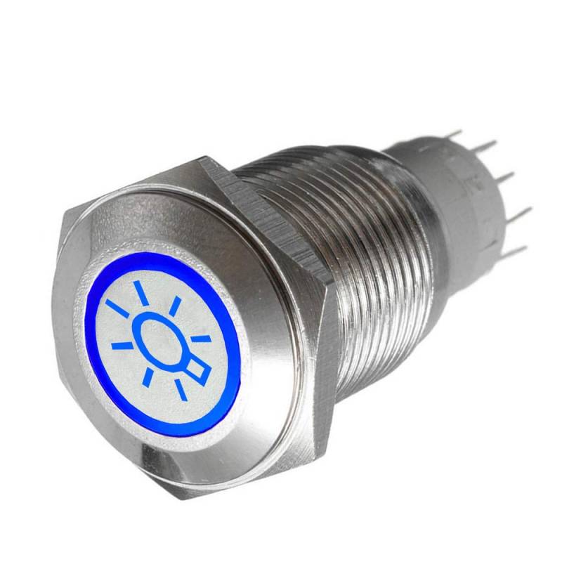 Mintice 16mm KFZ Kippschalter Wippschalter Druckschalter Schalter Drucktaster 12V Blau Licht Metall Scheinwerfer von Mintice