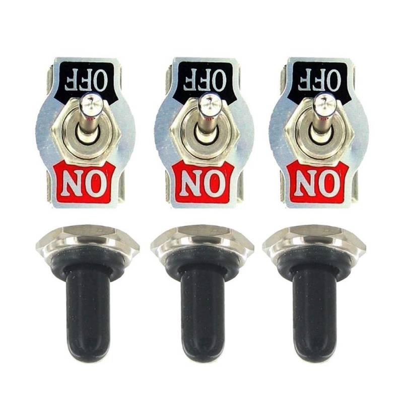 Mintice 3 X KFZ Auto 20A 125V 15A 250V Kippschalter Schalter Wippschalter SPST 2-Polig EIN/AUS Metall Mit wasserdicht Schutzkappe von Mintice