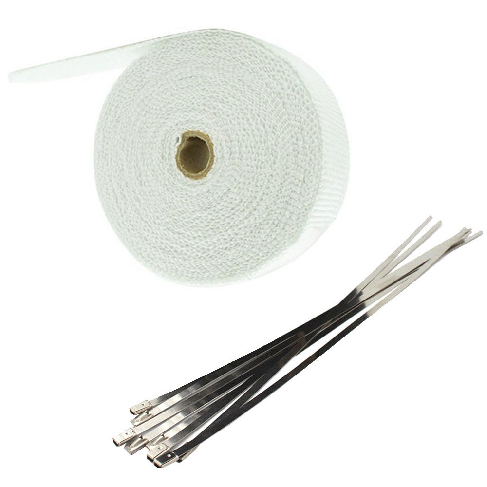 Mintice 5CM X 5M Fiberglas Weiß Hitzeschutzband Auspuffband Auspuff Hitze Wickel Schild Hülle Auto Motorrad Krümmerband mit 6 Pcs Kabelbinder Mintice 5CM X 5M Fiberglas Weiß Hitzeschutzband Auspuffband Auspuff Hitze Wickel Schild Hülle Auto Motorrad Krümmerband mit 6 Pcs Kabelbinder von Mintice
