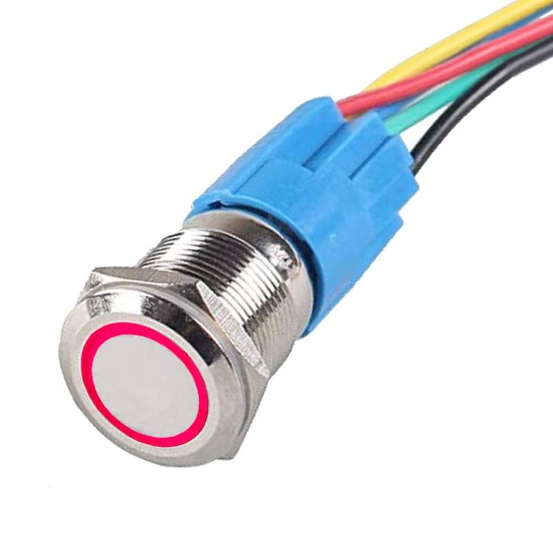 Mintice KFZ Wippschalter Kippschalter Druckschalter Schalter Drucktaster 19mm 12V 5A Rot Metall Steckdose Stecker Draht von Mintice