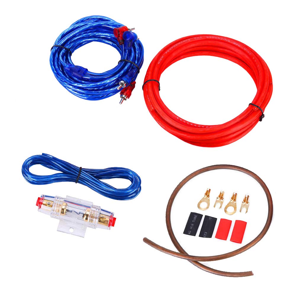 Mintice Kfz Verstärker Kabelsatz Anschluss Set Endstufe Kabel Anschlusskabel Audio Subwoofer Sicherungshalter Gabelkabelschuhen Kabelbinder RCA AGU Sicherung 14 Gauge AWG Draht installieren Verbinder von Mintice