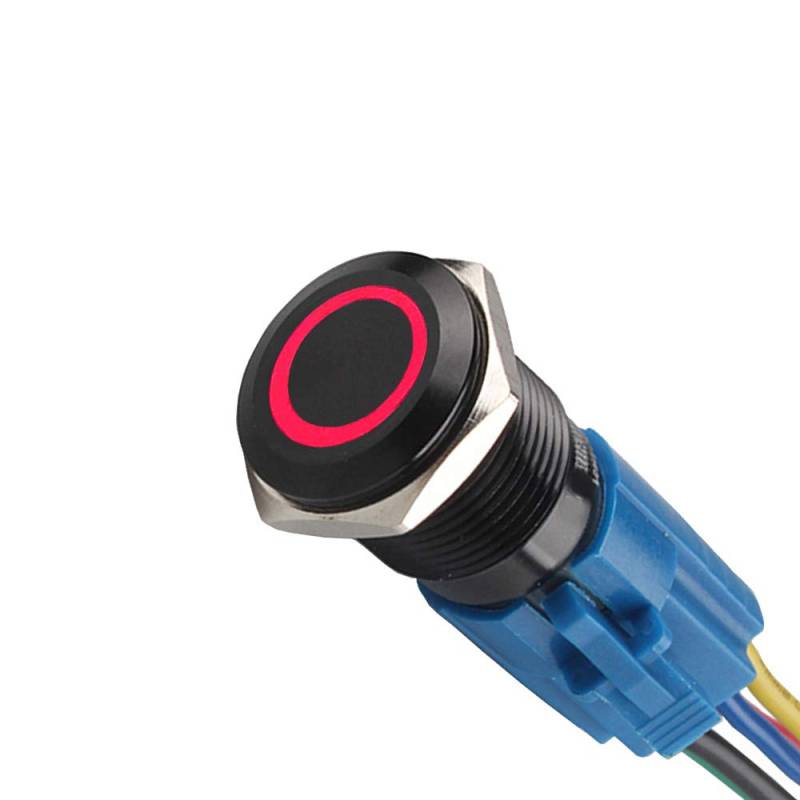 Mintice Schwarz Shell Engel Auge KFZ Kippschalter Druckschalter Schalter Drucktaster Druckknopf 16mm 12V Rot Licht Steckdose Stecker von Mintice
