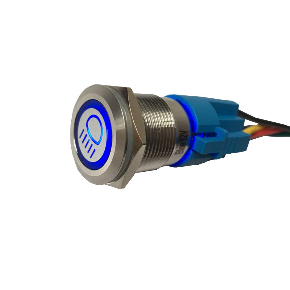 Mintice rostfreier Stahl 19mm KFZ Kippschalter Wippschalter Druckschalter Schalter Drucktaster 12V Blau Licht Metall Fernlicht Steckdose Stecker Mintice rostfreier Stahl 19mm KFZ Kippschalter Wippschalter Druckschalter Schalter Drucktaster 12V Blau Licht Metall Fernlicht Steckdose Stecker von Mintice