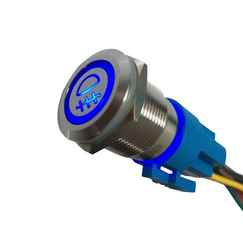 Mintice rostfreier Stahl 19mm KFZ Kippschalter Wippschalter Druckschalter Schalter Drucktaster 12V Blau Licht Metall Nebelleuchte Steckdose Stecker von Mintice