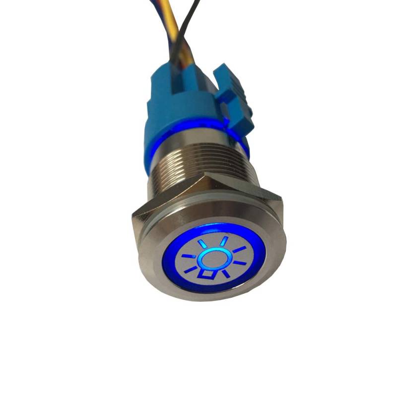Mintice rostfreier Stahl 19mm KFZ Kippschalter Wippschalter Druckschalter Schalter Drucktaster 12V Blau Licht Metall Scheinwerfer Steckdose Stecker von Mintice