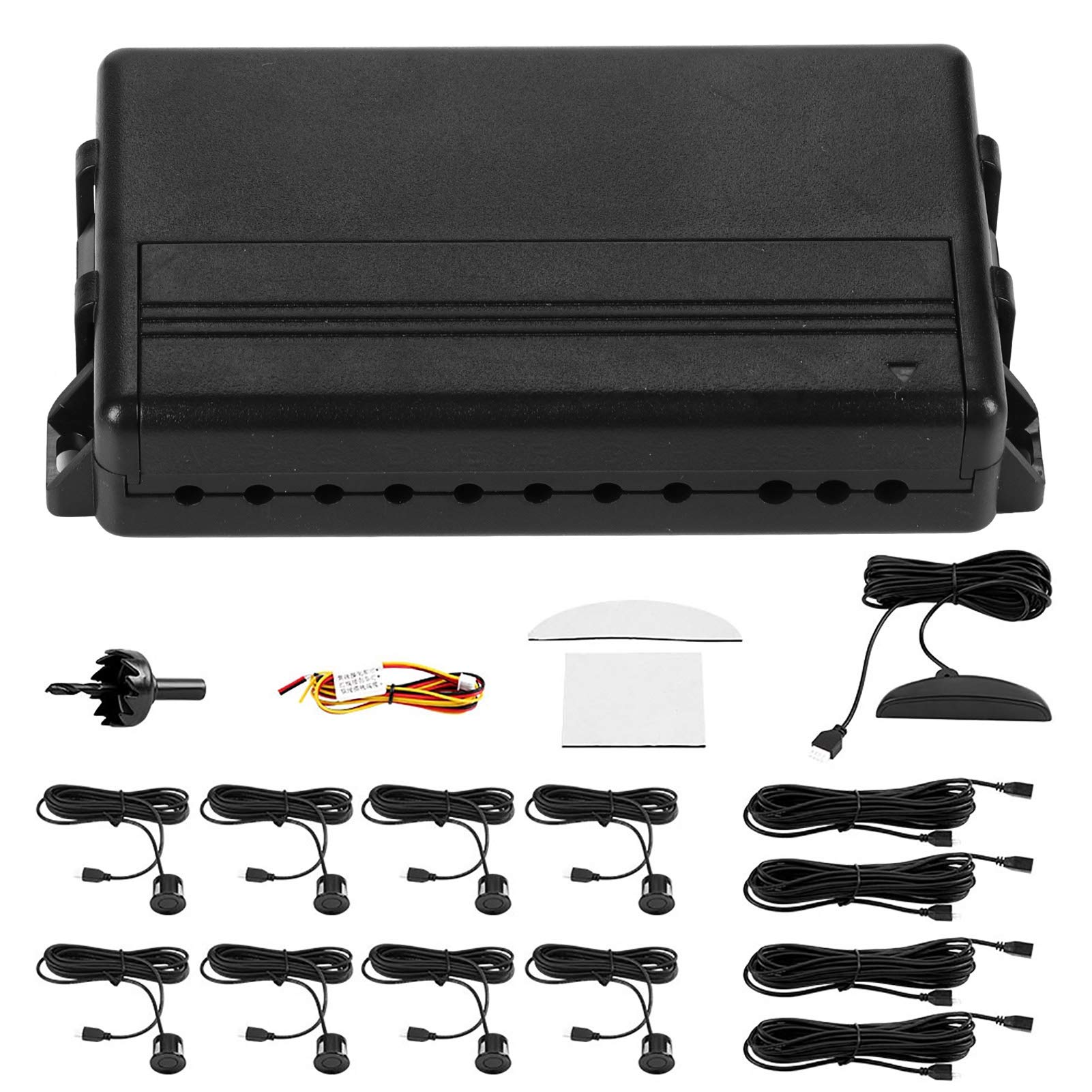 Minyinla Parking Sensor Kit, Universal Parking Sensor 8 Sensor Auto Rückseiten Unterstützung Radar Summer LED Anzeige Parkhilfe Assistants Reminder Sicherheit Einparkhilfe von Minyinla