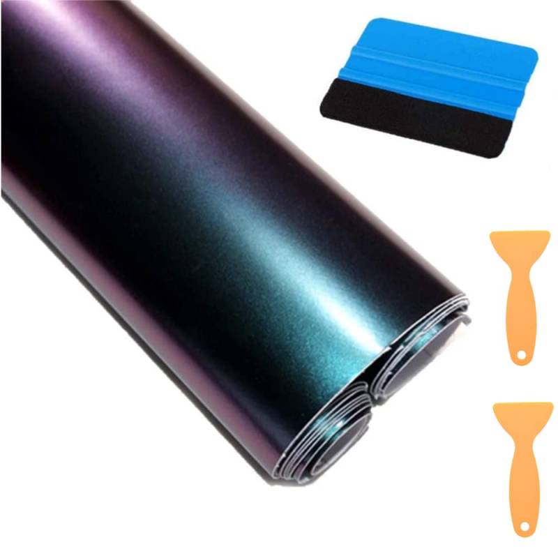 Lackschutzfolien für Auto,30*300cm Auto Folien Selbstklebend Flexibel Auto Shutz Chamäleon FolieLila zu Blau, die Farbe ändert von Guangyu