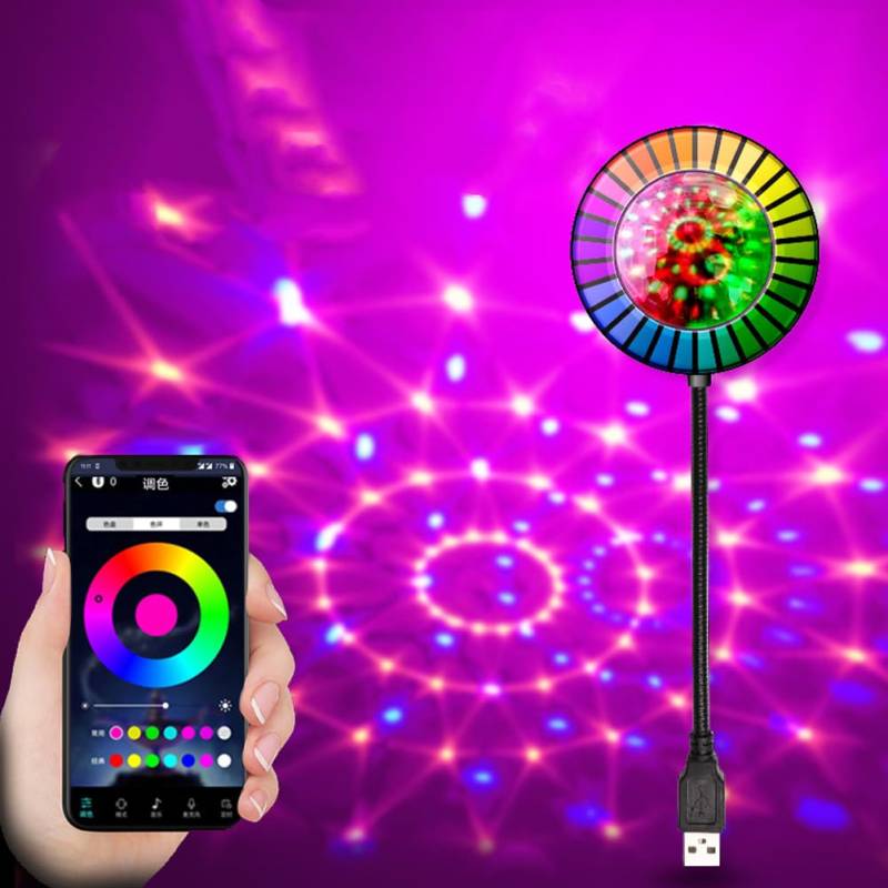 Mioloe Auto-Atmosphäre Licht Sound Activated RGB Smart APP Control Mini USB LED Musik Rhythmus Party Nachtlicht Atmosphäre Dekoration für Auto, Haus, Party (01) von MIOLOE