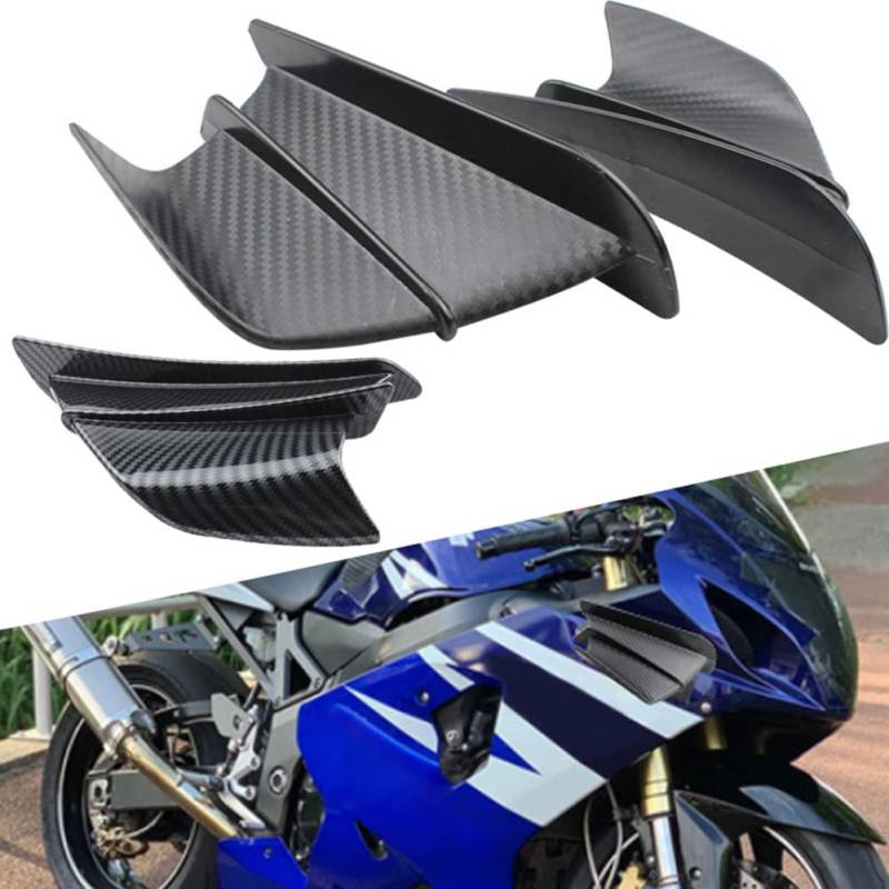 Mioloe Motorrad Winglet Aerodynamischer Spoiler Wing Carbon ABS Fiber mit Kleber für Yamaha YZF R1 R6 R25 für BMW S1000RR (Kohlefaser schwarz) von Mioloe