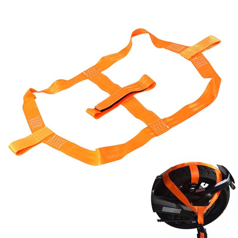 Motorrad Transportsicherung - Binderiemen Für Hinterrad, Abspanngurt, Verzurrsystem Tie Down Strap (Orange) von Mirrwin