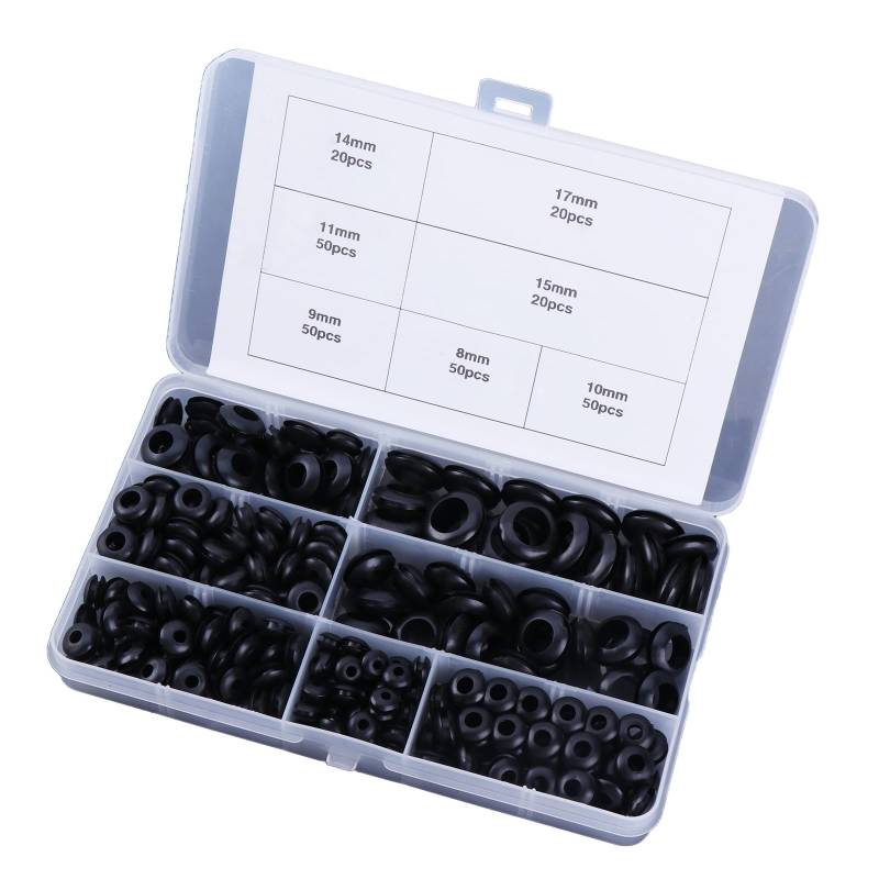 Gummi-Drahthülsen-Set, wesentliches Gummidrahtbuchsen-Set, geschlossene Gummidichtungen, Kabeldurchführungs-Set mit Box von Mirweon