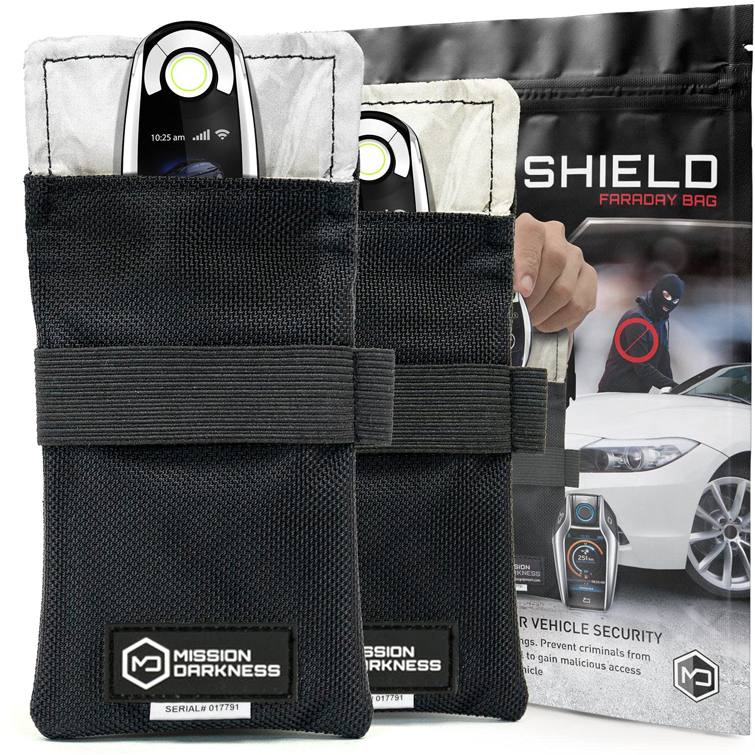 Mission Darkness Faraday Bag für Schlüsselanhänger (2er Pack) - Fahrzeugsicherheit, Auto-RFID-Signalblockierung, Anti-Diebstahl-Tasche, Anti-Hacking-Abdeckung von Mission Darkness