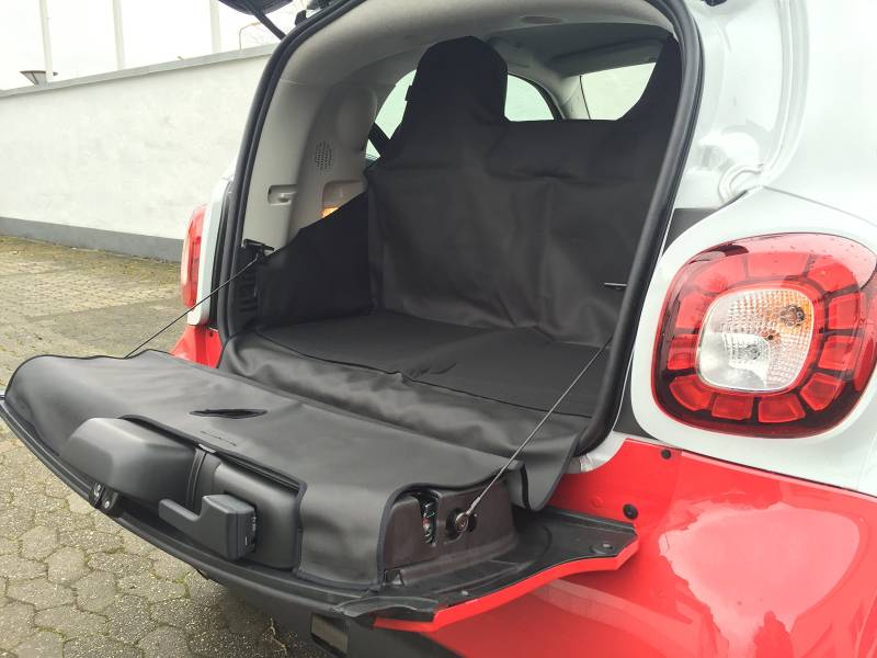MisterDotCom Kofferraumabdeckung Hundeschutzdecke Schwarz Smart Fortwo 453 von MisterDotCom