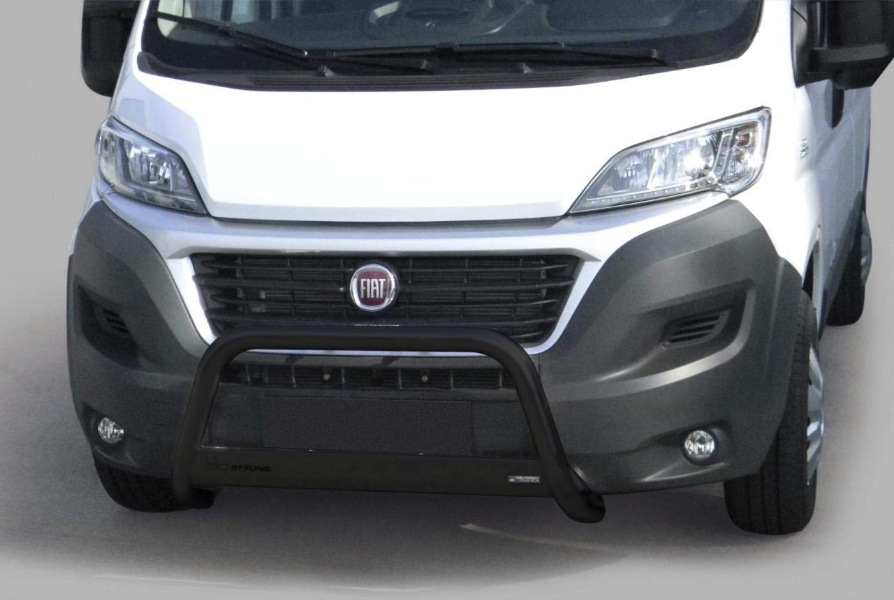 Misutonida Schwarz Matter Frontschutzbügel passend für FIAT Ducato (2014-) Frontbügel Rammbügel 63mm mit EG-Typengenehmigung/ABE von Misutonida