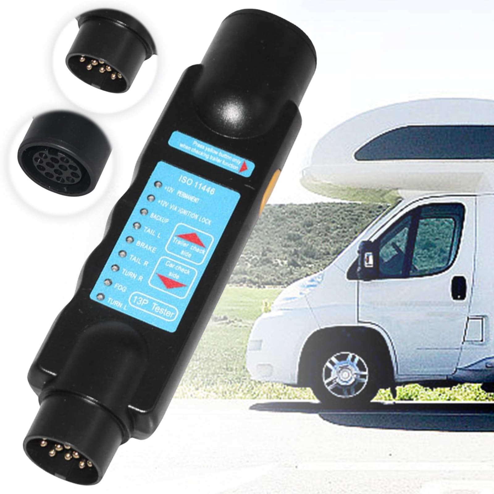 Mitening Anhänger Prüfgerät 13 Polig 12V Anhängerbeleuchtung Anhänger Tester Stecker Prüfgerät für Stecker Steckdose Trailer, Tester PKW, LKW Prüfgerät Anhänger Licht von Mitening